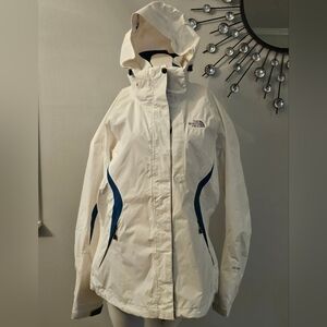 The North Face Womens Hyvent Rain Jacket in White/Blue Size Medium